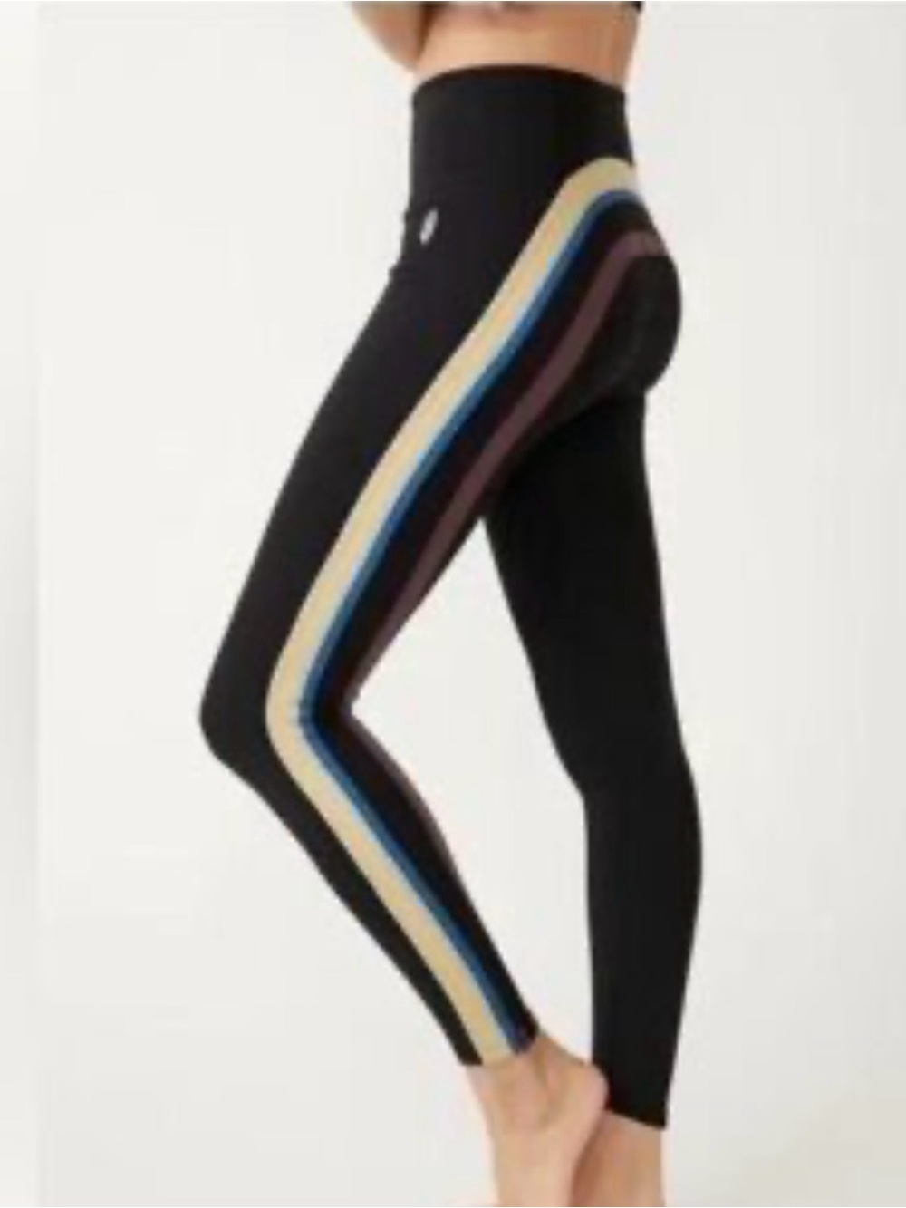 Free People Movement Medium Black Leggings Run Racer Stripe FP Yoga Pilates